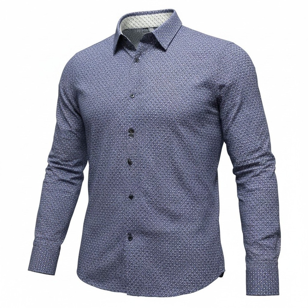 John Lennon Button Down Shirt Mens XL Blue Excellent Geometric Print Long Sleeve